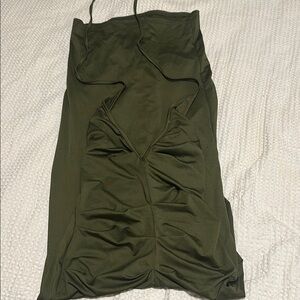 Olive Green Ruched Dress